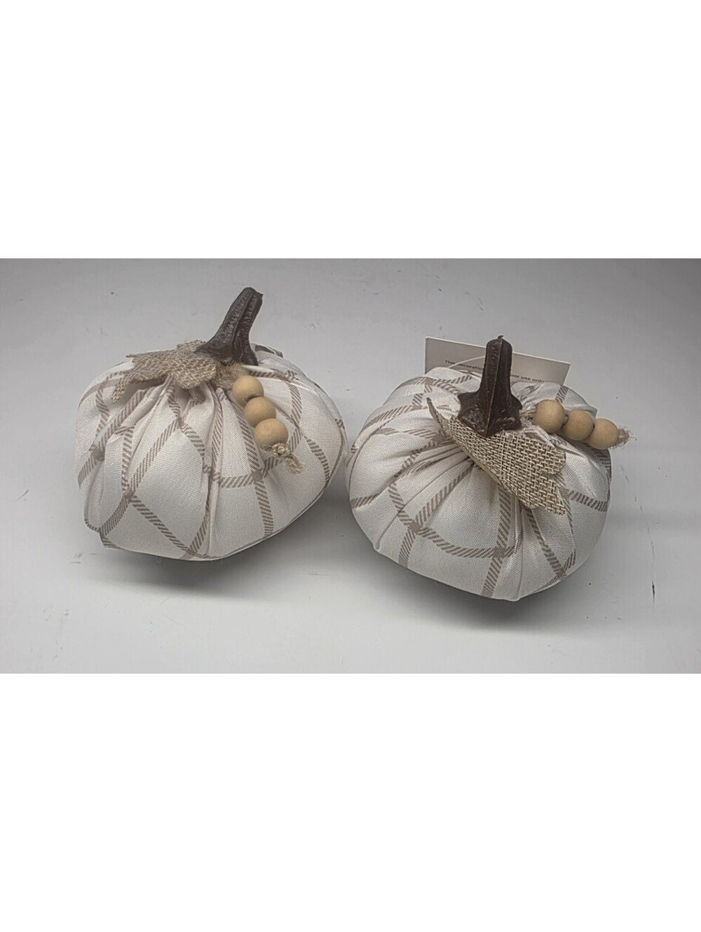 Fabric Stuffed Pumpkins Fall Farmhouse Decor 2 Pack 4" Decoration